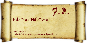 Föcs Mózes névjegykártya